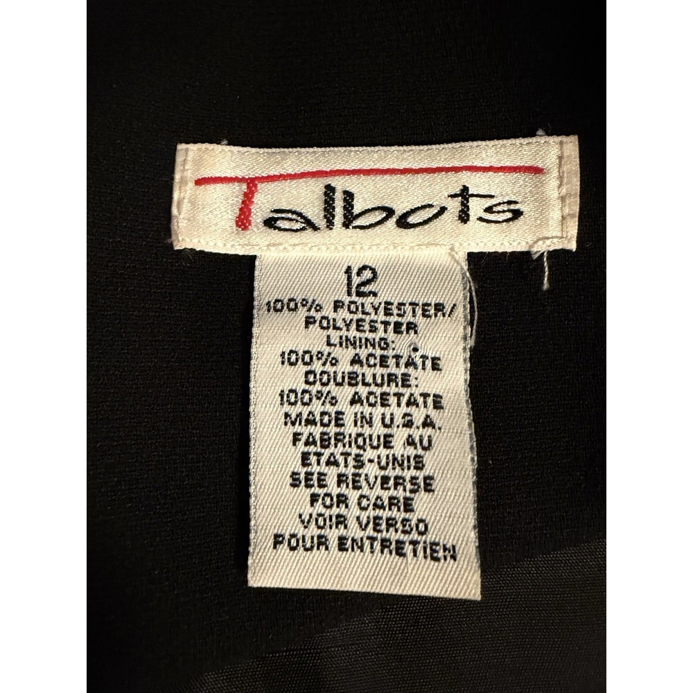 Vtg Talbot's Black Crepe Wrap Dress Sz 12 Long Slvs Office to Dinner Tailored - Picture 2 of 12